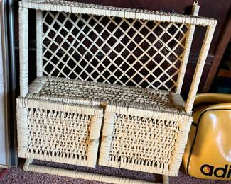 Wicker storage cabinet