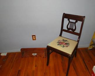 Lyre chair, with hand stitched cushion 