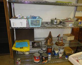 Bottom shelf, all paint and stains are for free (wonder what other room will have free items?)