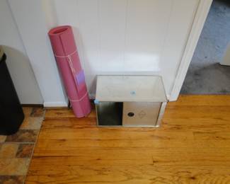 Vintage bread box, and a Yoga mat