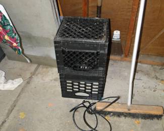 Milk crates and broom