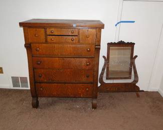 Antique dresser and mirror, sorry, you will have to attach the mirror once you get your treasure home