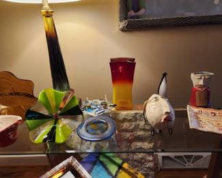 Blenko Glass Vase (Signed Richard Blenko) and Others