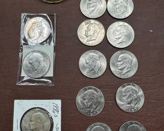 Eisenhower Ike dollar coins, some silver