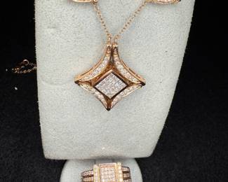 14k Rose gold, chocolate, diamond, convertible, set