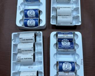 Rolls of Kennedy half dollars