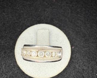 White gold band, diamonds 