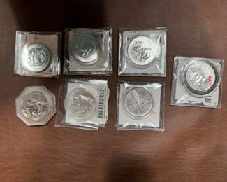 Silver coins, each 1 oz 