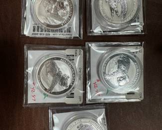 Silver coins, each 1 oz 
