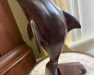 55 Vintage Ironwood 9Inch Dolphin Statuemin