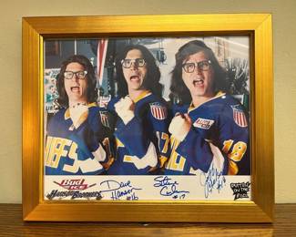 55 Slap Shot Hanson Bros. Bud Ice Autographed Ad Photomin