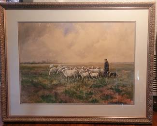 Fine original watercolor painting by Hugo A. Fisher, well listed American artist