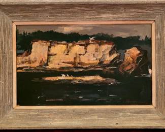 Original modernist oil landscape by Arnold Hoffman, listed American artist