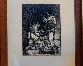 Boxing image-pen and ink original. Signed