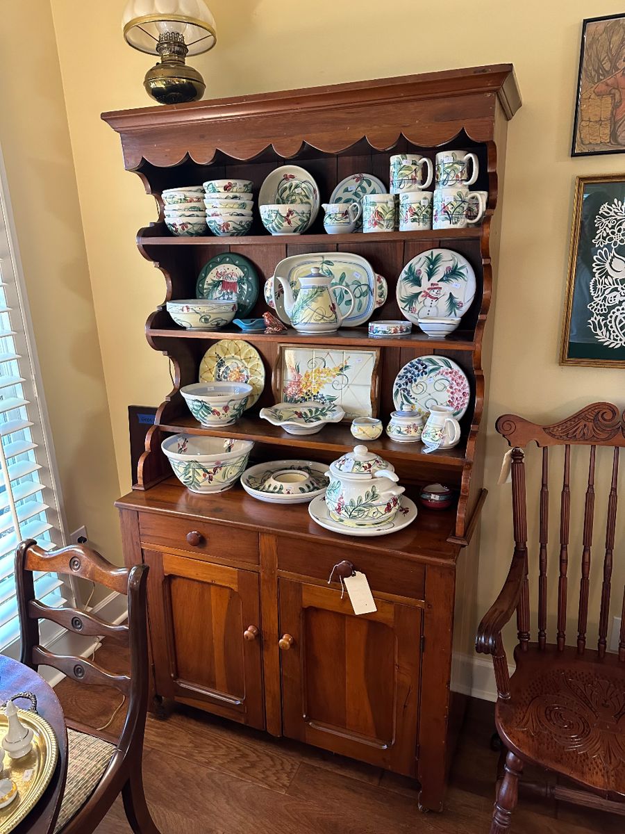 Wonderful Antique Cherry Pewter Cupboard, c. 1850