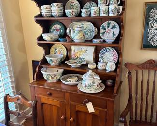 Wonderful Antique Cherry Pewter Cupboard, c. 1850