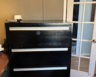 51 1/2 inch tall, by 3 ft,  19 1/2 inch depth 4 drawer file cabinet great for home or office.