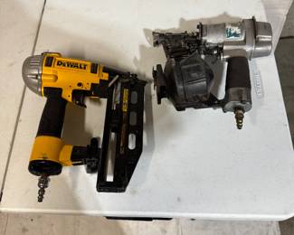Dewalt 16 GA finish nailer.  Hitachi NV45 roofing coil gun.