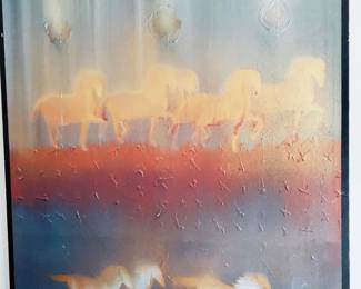 "JOY TO SORROW", SIGNED ON BACK, RIKKI VAN DEN BERG, born in Holland, lives & works in Ireland, ACRYLIC 4' X 42"