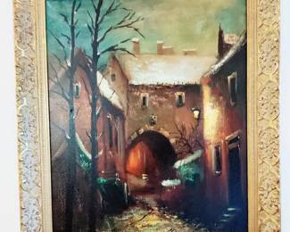 OLD EUROPEAN , GOLD FRAME, ARTIST UNKNOWN