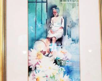 ANTOINETTE FRANCESCA RHETT "GIRL IN CHAIR WITH FLOWERS" ORIGINAL
