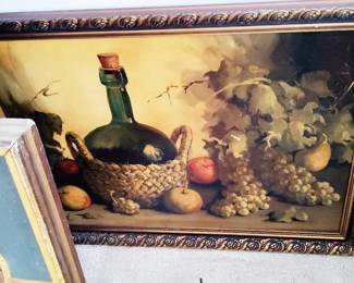 ITALIAN CHIANTI BOTTLE WITH FRUIT, ARTIST AMAL?, ORIGINAL