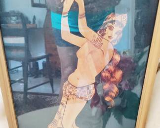 VINTAGE BURLESQUE PRINT OF BELLY DANCER