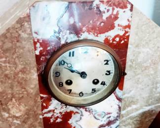 PINK MARBLE MID CENTURY MANTLE CLOCK