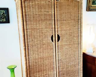 VINTAGE RATTAN CABINET/BOOKCASE