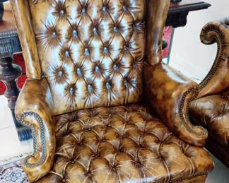 ENGLISH GENUINE LEATHER WING BACK CHAIR (2)