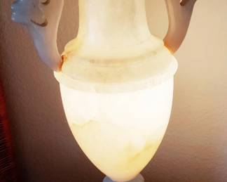 Antique Neoclassical Alabaster Urn Table Lamp.