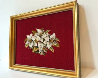 Embroidered & Beaded Floral Artwork