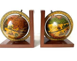 Vtg Globe Bookends