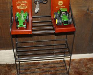 Toy Tractors and Metal Longaberger Shelf