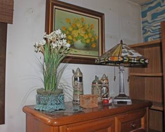 Oil Painting, Lamp, Steins