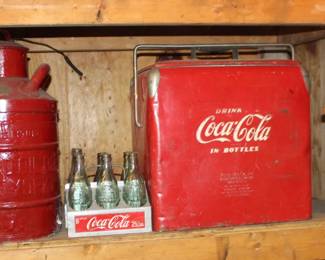 Standard Oil can, Coke Cola Bottles, Coke Cooler
