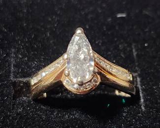 Pear Shaped Diamond Ring and Band part of the estate sale