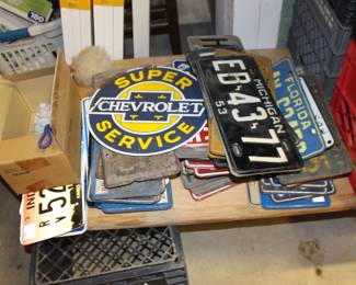 Chevy Sign and License Plates