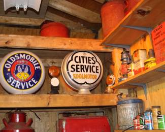 Gas Oil Cans, Gas Pump Signs, Lantern, More