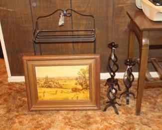 Framed Art and candle Holders