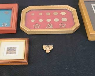 Soviet Coins, Other Framed Coins, Soviet And Canadian Medals