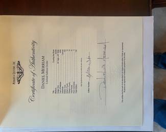Certificate of Authenticity for Daniel Merriam Print