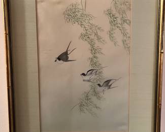 Framed Asian Bird Artwork