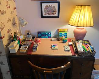 Vintage Wood Desk and Chair