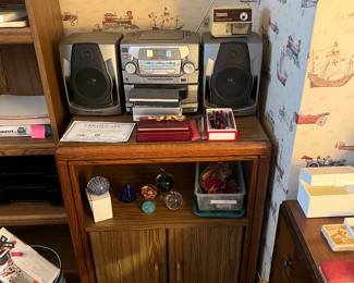 Electronics and Wood Cabinet