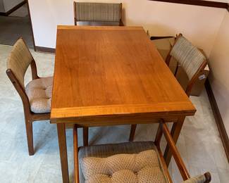 Vintage Wood Kitchen Table with 4 Chairs