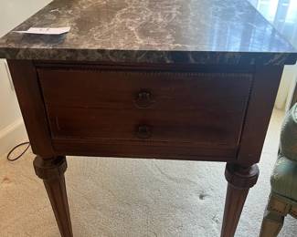 Vintage Side Table With Marble Top