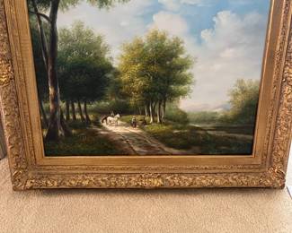 Print Of People And Horses On Road