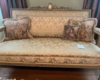  006 Vintage Loveseat With Carved Wood