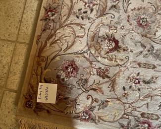  020 Rug In Beige, Burgundy And Green